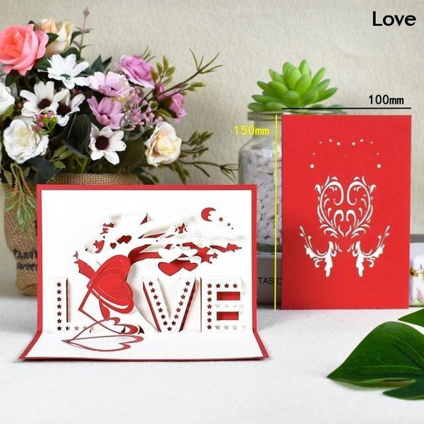 3D Pop Up Cards Romantic Love Valentines Day Wedding Anniversary Gifts Greeting Cards & Invitations