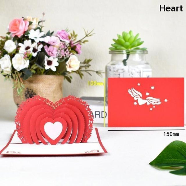 3D Pop Up Cards Romantic Love Valentines Day Wedding Anniversary Gifts Greeting Cards & Invitations