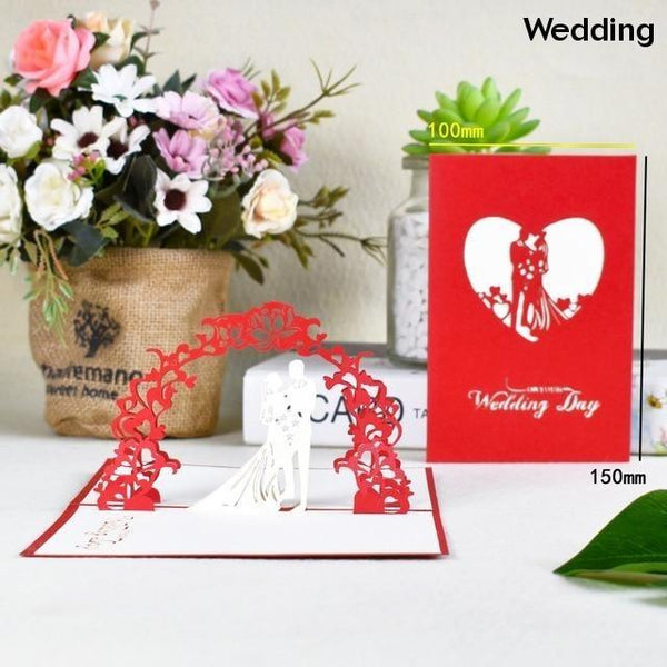 3D Pop Up Cards Romantic Love Valentines Day Wedding Anniversary Gifts Greeting Cards & Invitations