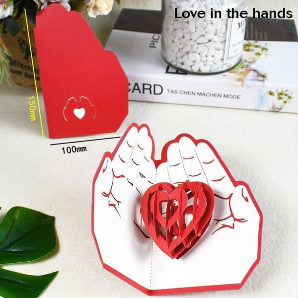 3D Pop Up Cards Romantic Love Valentines Day Wedding Anniversary Gifts Greeting Cards & Invitations