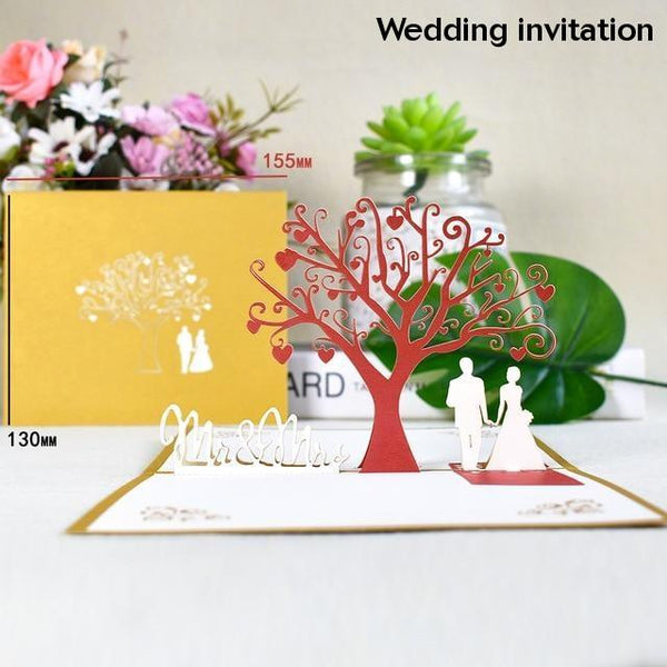 3D Pop Up Cards Romantic Love Valentines Day Wedding Anniversary Gifts Greeting Cards & Invitations