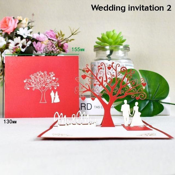 3D Pop Up Cards Romantic Love Valentines Day Wedding Anniversary Gifts Greeting Cards & Invitations