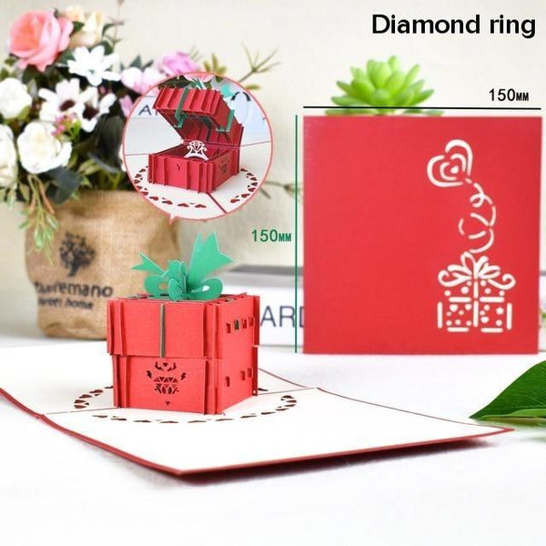 3D Pop Up Cards Romantic Love Valentines Day Wedding Anniversary Gifts Greeting Cards & Invitations