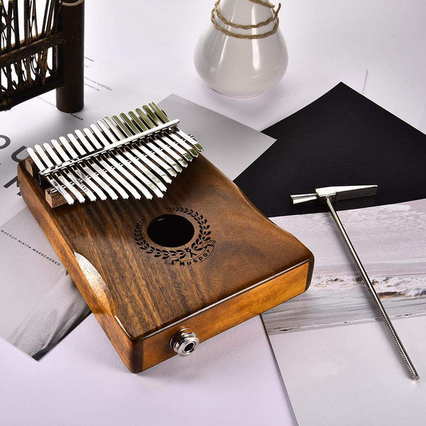 17 Keys Electric Kalimba Mbira Solid Acacia Thumb Piano Link Pickup With Bag 3 Cable Kalimbas
