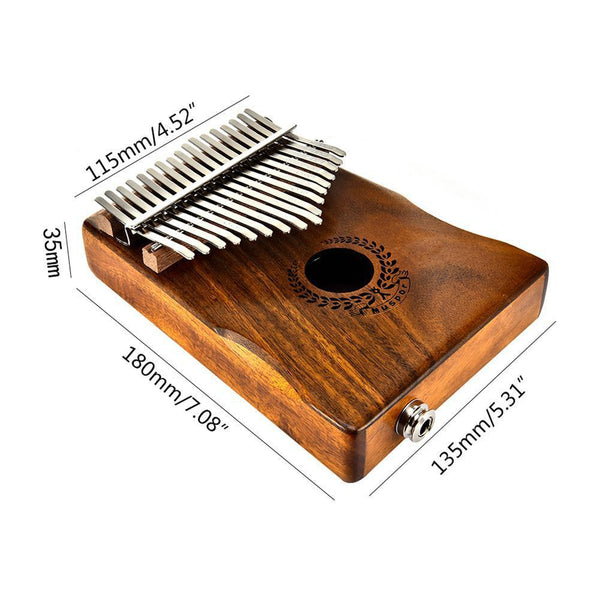 17 Keys Electric Kalimba Mbira Solid Acacia Thumb Piano Link Pickup With Bag 3 Cable Kalimbas
