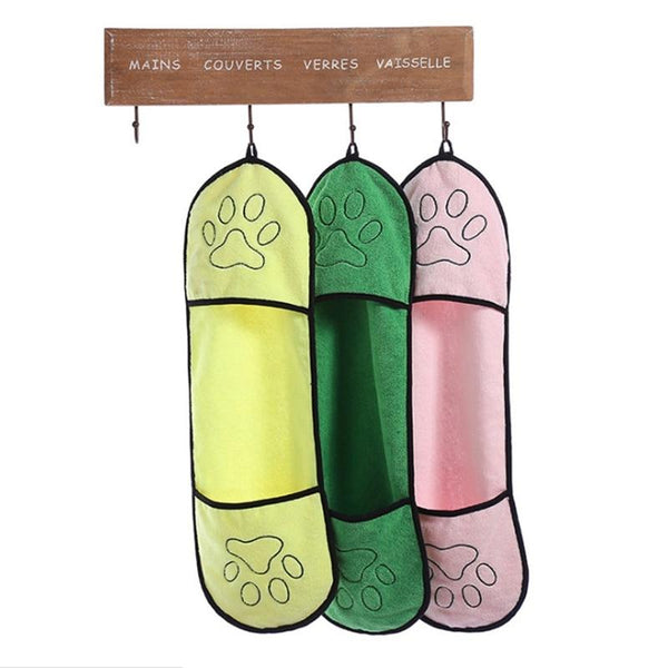 Microfibre Absorbent Pet Dog Bath Towel With Hand Pockets Dog Grooming