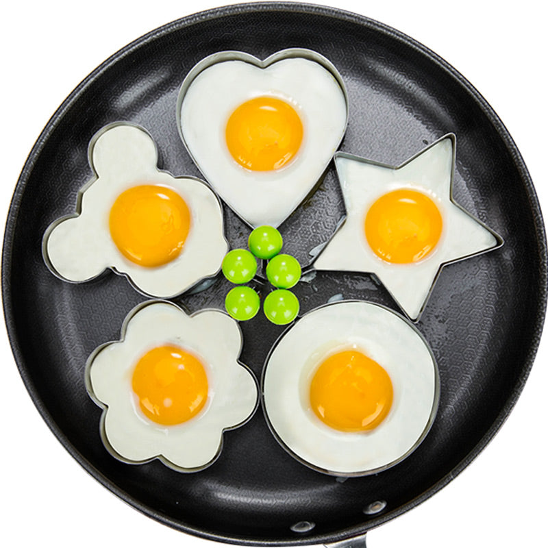 Set Of 5 Stainless Steel Egg Rings Cookie Cutter Pancake Moulds