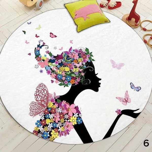 Butterfly Flower Fairy Cute Floor Mats Kids Bedroom Decor Rugs