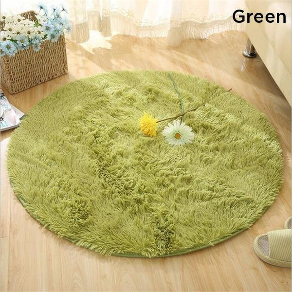 Grey Fluffy Faux Fur Round Rug Kids Room Plush Shaggy Rugs Rugs & Carpets