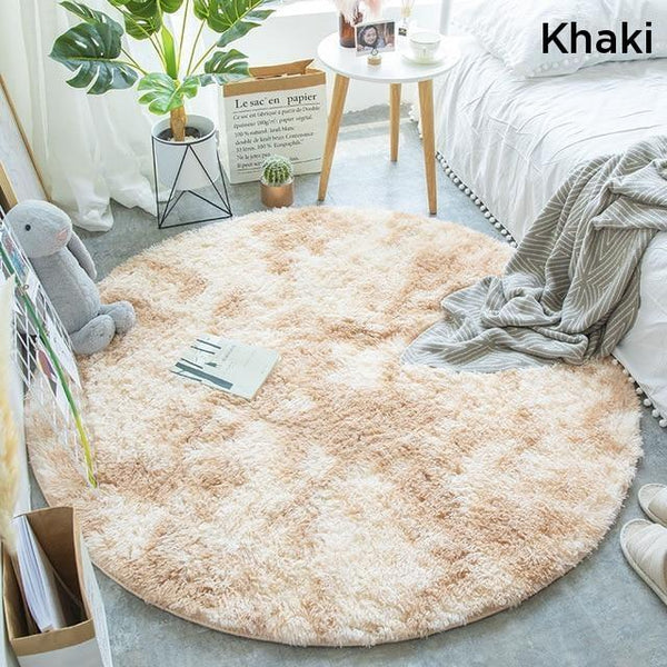 Brown Fluffy Faux Fur Round Rug Kids Room Plush Shaggy Rugs Rugs & Carpets