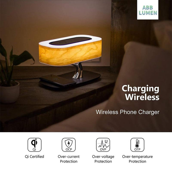 Modern Led Bedside Table Lamp With Wireless Phone Charger Bluetooth Lamps