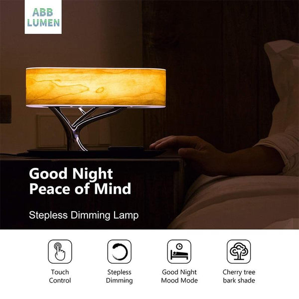 Modern Led Bedside Table Lamp With Wireless Phone Charger Bluetooth Lamps