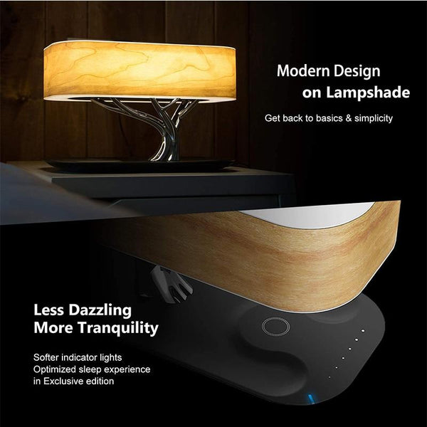 Modern Led Bedside Table Lamp With Wireless Phone Charger Bluetooth Lamps