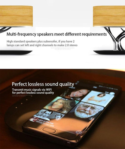 Modern Led Bedside Table Lamp With Wireless Phone Charger Bluetooth Lamps