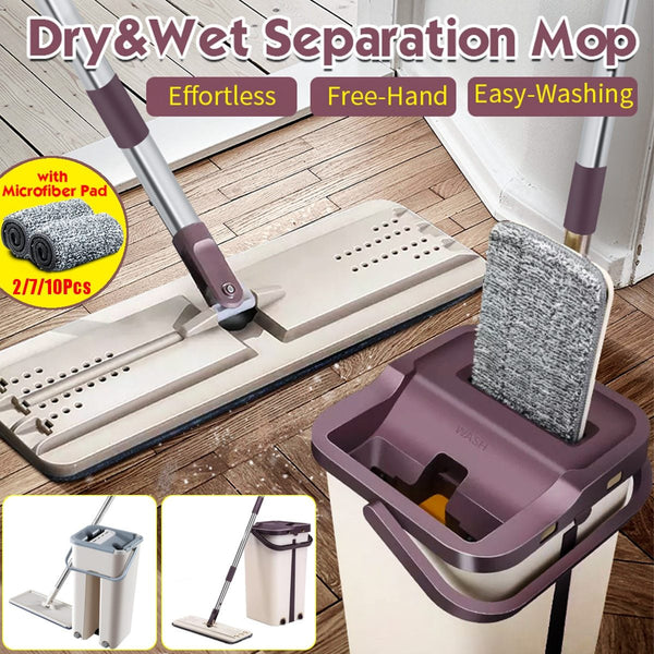 Microfibre Mop With Long Handle Cleaning Drying Bucket Mops Brooms & Scrubbers
