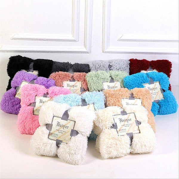 160Cm X 130Cm Soft Fluffy Shaggy Warm Blanket Bedspread Throw Blankets