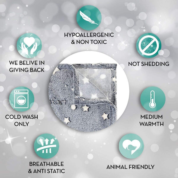 Blankets Soft Gray Glow In The Dark Moon And Stars Blanket