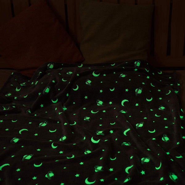 Blankets Soft Gray Glow In The Dark Moon And Stars Blanket