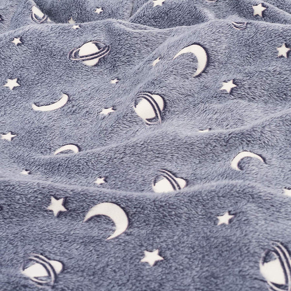 Blankets Soft Gray Glow In The Dark Moon And Stars Blanket