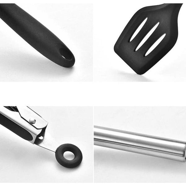 10Pcs Black Silicone Kitchen Utensils Set Bakeware Accessories Cooking Utensils
