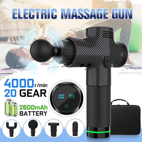 Lcd Electric Massage Gun 6 Heads 2600Mah Vibration Muscle Therapy 4000R / Min Massagers
