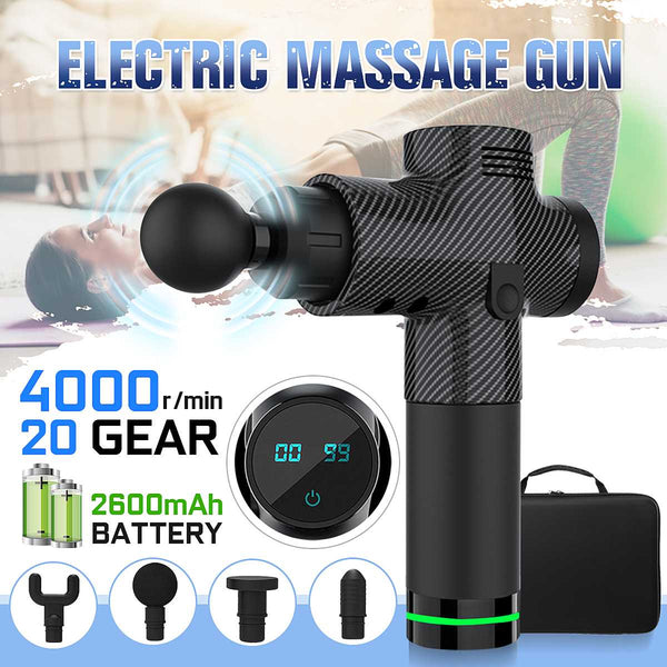 Lcd Electric Massage Gun 6 Heads 2600Mah Vibration Muscle Therapy 4000R / Min