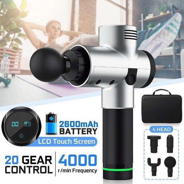 Lcd Electric Massage Gun 6 Heads 2600Mah Vibration Muscle Therapy 4000R / Min Massagers