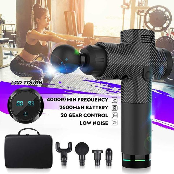 Lcd Electric Massage Gun 6 Heads 2600Mah Vibration Muscle Therapy 4000R / Min Massagers