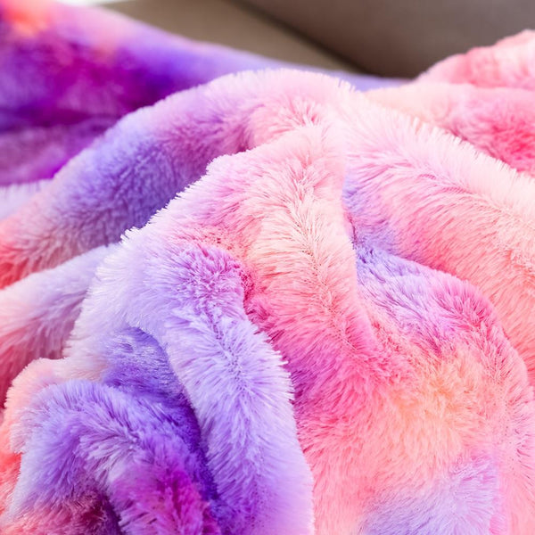 Colourful Super Soft Faux Fur Plush Blanket Winter Warmers Blankets