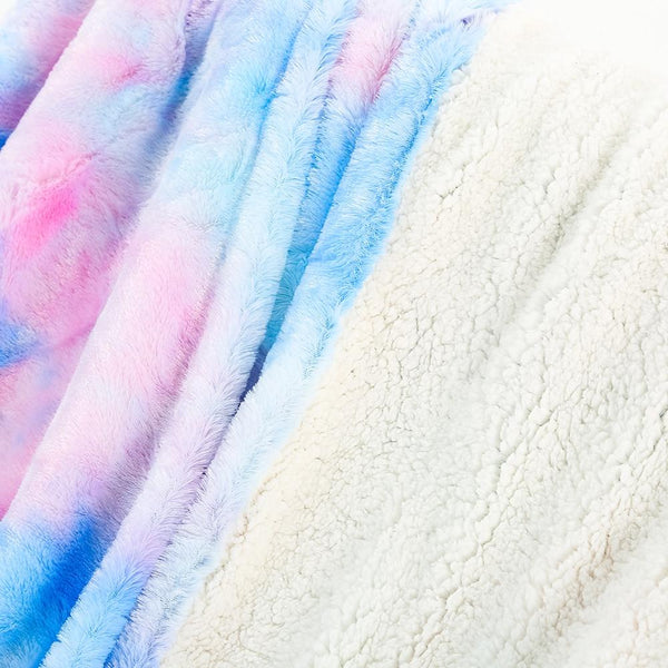 Ombre Blue Purple Soft Faux Fur Plush Blanket Winter Warmers Blankets