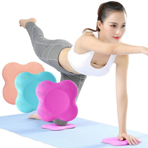 Pair Of Pink Yoga Knee Pads Support For Pilates Exercise