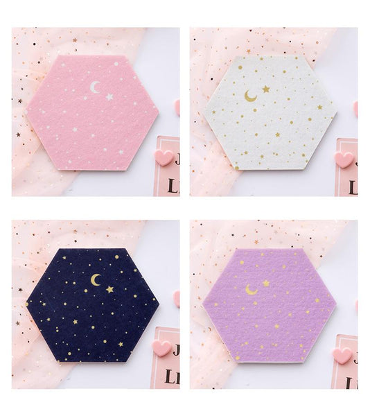 7Pcs Hexagon Moon Star Felt Board Photo Display Wall Art Message Boards