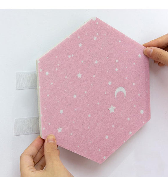 7Pcs Hexagon Moon Star Felt Board Photo Display Wall Art Message Boards