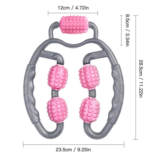 Pink And Gray Body Massager Roller Ring Yoga Column Thin Leg Fitness Equipment