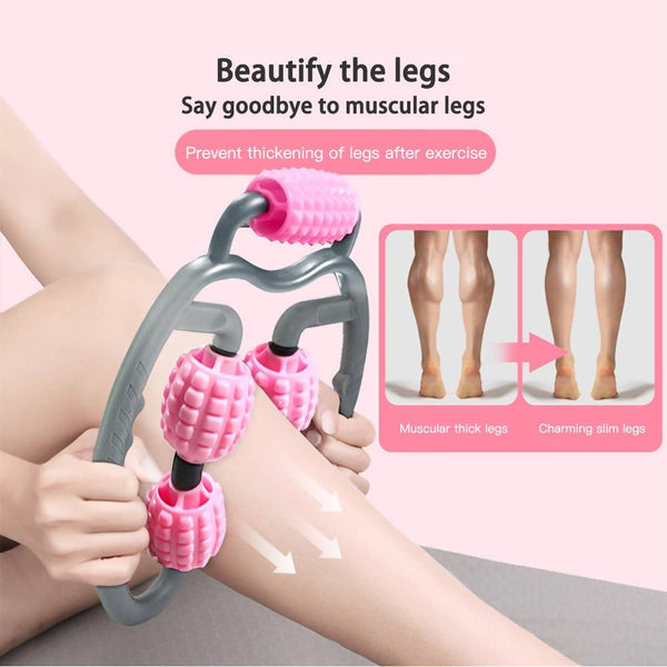 Pink And Gray Body Massager Roller Ring Yoga Column Thin Leg Fitness Equipment