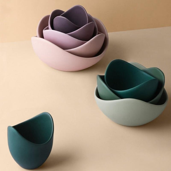 Pink Or Green Lotus Flower Design Ceramic Serving Bowls