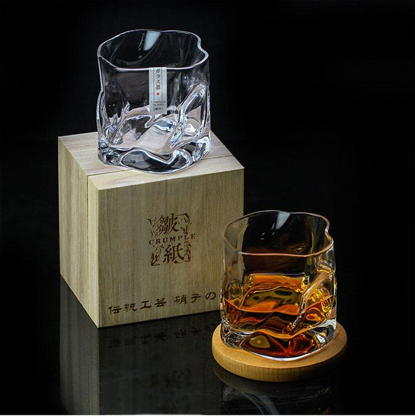 Japanese Crumpled Paper Whiskey Glass Barware Sets Father's Day Gift Idea