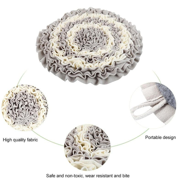 Grey Round Dog Snuffle Mat Pet Stress Reliever Boredom Buster Sniffing