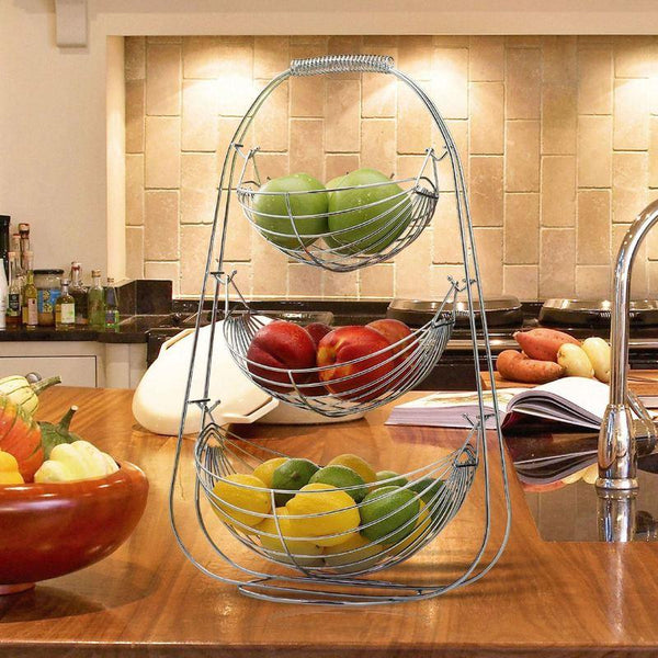 Double / Three Layer Metal Hammock Hanging Fruit Basket Racks & Holders