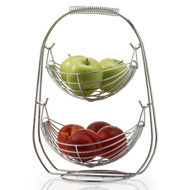 Double / Three Layer Metal Hammock Hanging Fruit Basket Racks & Holders
