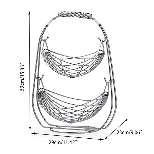 Double / Three Layer Metal Hammock Hanging Fruit Basket Racks & Holders