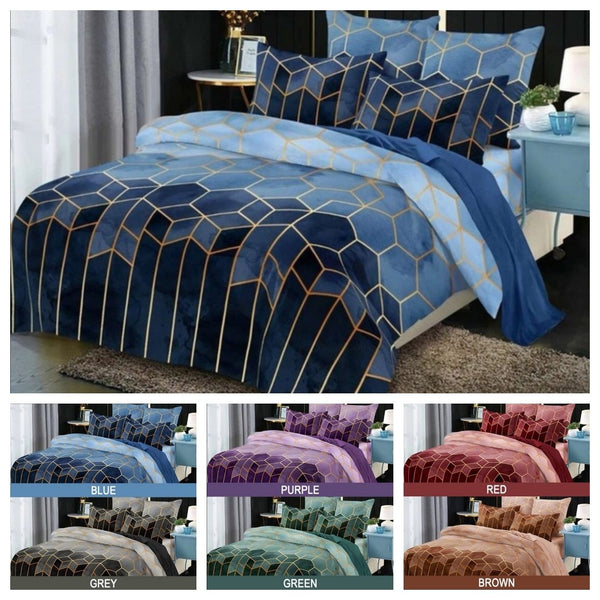 Hexagon Pattern Set With Quilt Cover Pillowcases Quilt Covers