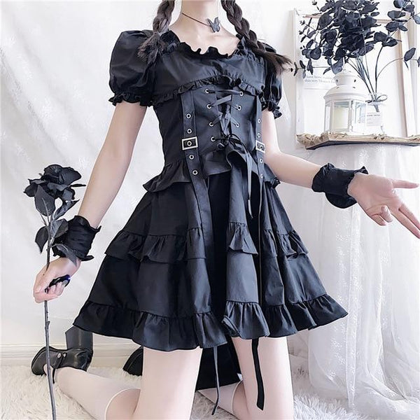 Victorian Renaissance Black Gothic Lolita Dress Women