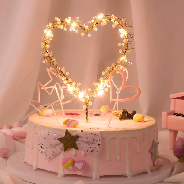 Led Heart Or Happy Birthday Party Decorations Baking Supplies Cake Toppers