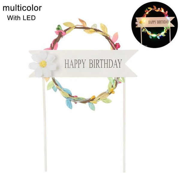 Led Heart Or Happy Birthday Party Decorations Baking Supplies Cake Toppers