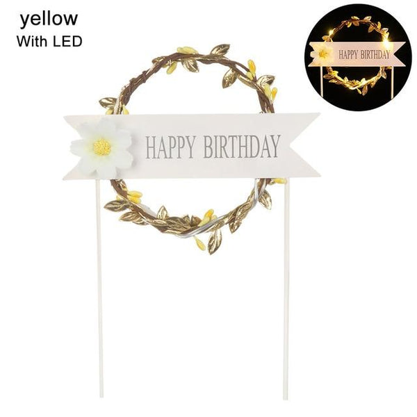 Led Heart Or Happy Birthday Party Decorations Baking Supplies Cake Toppers