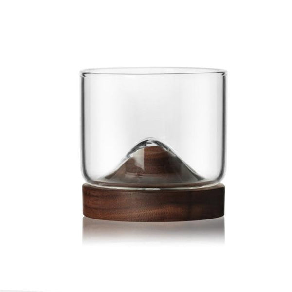Cocktail & Liquor Glasses Mountain Whiskey Glass With Wooden Base Novelty Barware Drinkware
