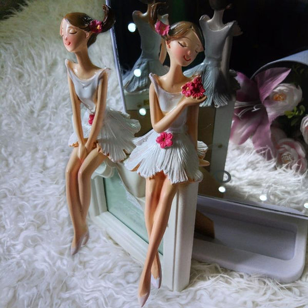 2Pcs Beautiful Flower Hippie Girls Resin Figurines Home Decor Gift Idea