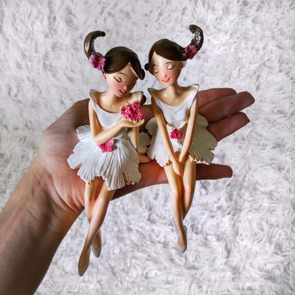 2Pcs Beautiful Flower Hippie Girls Resin Figurines Decor Gift Idea Sculptures & Figurines