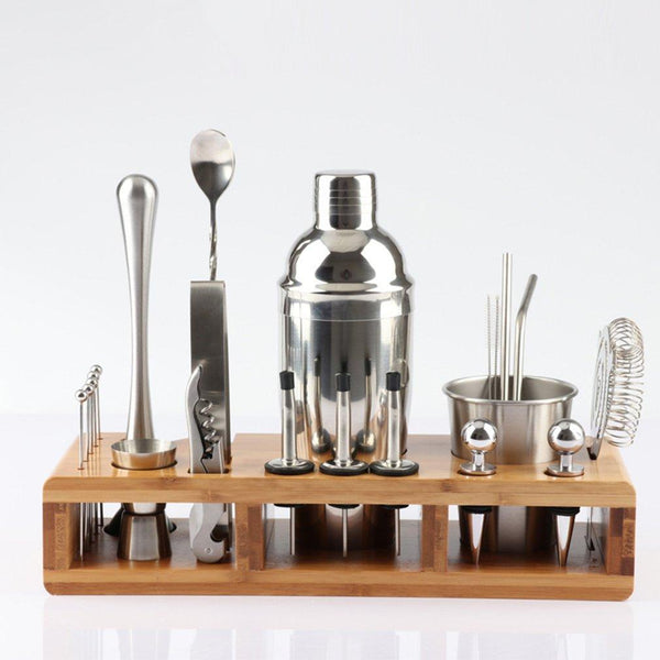 23Pcs Stainless Steel tail Shaker Set Barware Kit With Rack tail Shakers & Sets
